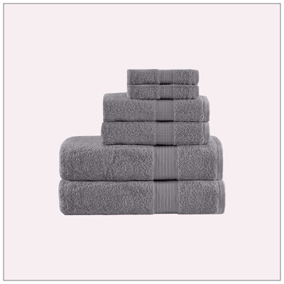 6 Piece 100% Organic Cotton Bath Towels Multi-Size Set