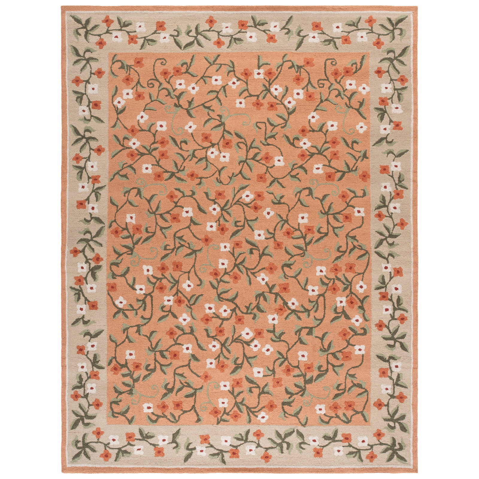 Hand-Tufted Wool Floral Outdoor Rug, Rectangle 8' x 10'