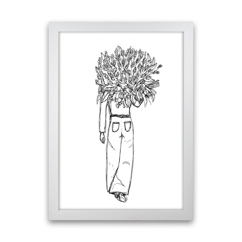 Flower Woman by Carissa Tanton - Print, 34cm H x 25cm W x 3cm D, White Framed