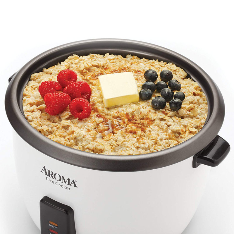 Aroma 32-Cup White Electric Non-Stick Rice Cooker with Steamer