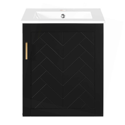 20" Wall Mounted Bathroom Cabinet With Sink And Side Cabinet Combo,Bathroom Cabinet With Soft-Closing Door