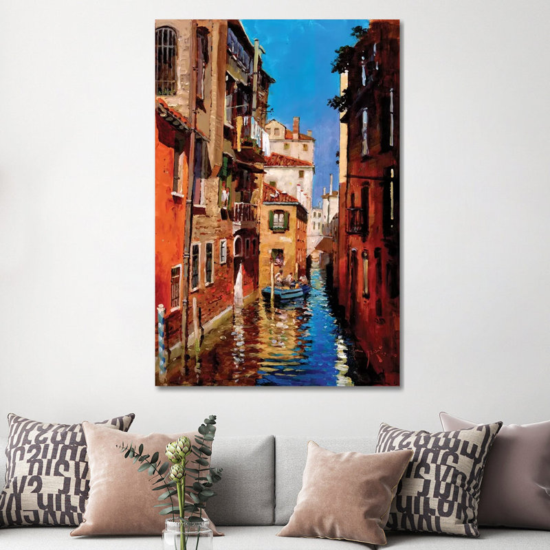 "Dorsoduro" par John Haskins, reproduction d’art, Toile tendue, H 60 po x l 40po x P 1,5 po