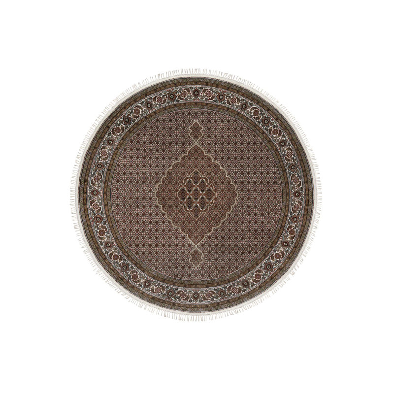 Tapis rond blanc en laine noué à la main 7 pi 6 po x 7 pi 6 po 4E51F0FE9CE94E1DAA0773D14A74B0BD