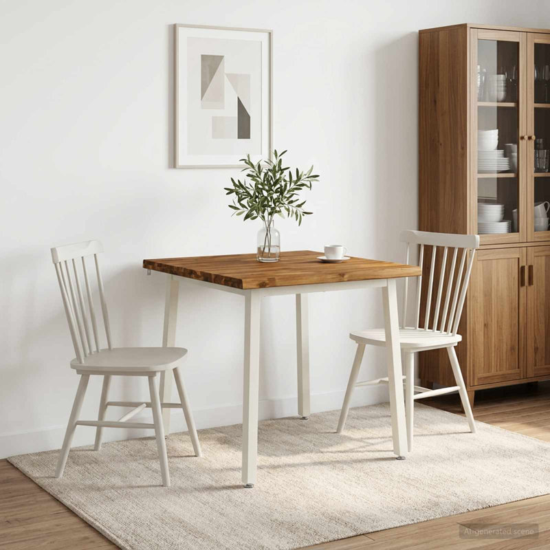 Acacia Dining Table, 75cm H x 70cm W x 70cm D, Natural / White