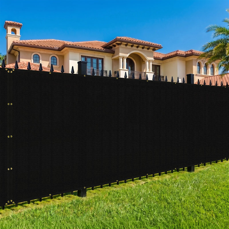 Écran de protection en PEHD noir robuste 4 pi x 50 pi, barrière de clôture extérieure 130 GSM avec bords noirs renforcés et œillets doubles