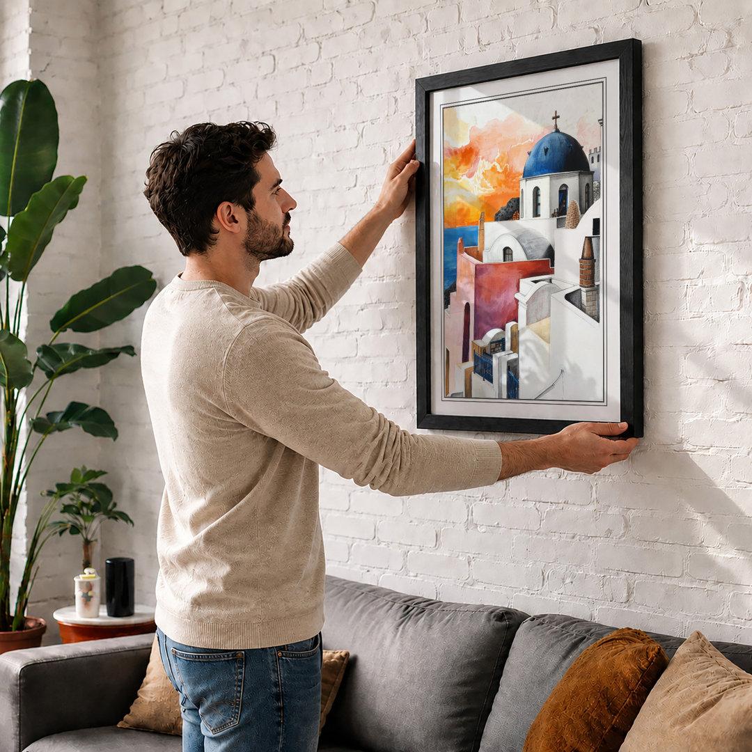 Mediterranean Sunset Coastal - Framed Print