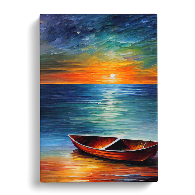 Boat At Sunset No.3 - Wrapped Canvas, 50cm H x 35cm W x 3cm D