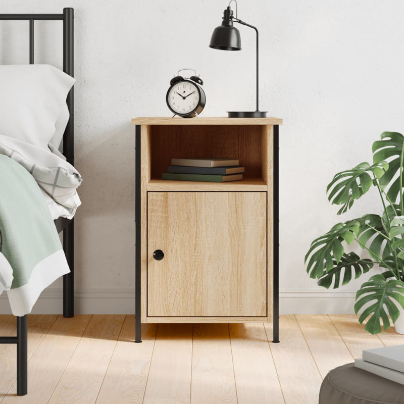 Mehetabel 40cm W Iron Bedside Table, Sonoma Oak, Set of 2