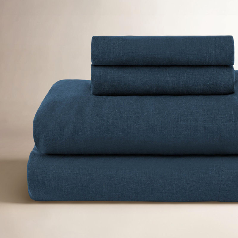 100% French Linen Sheet Set, Full Sheet Set with 2 Pillowcases, Baltic
