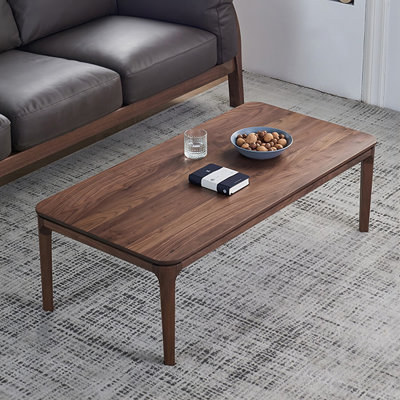 Table basse rectangulaire en bois massif noisette