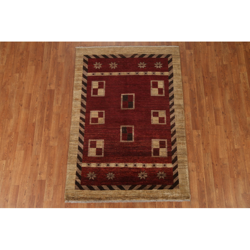 Geometric Gabbeh  Oriental Area Rug 4x6