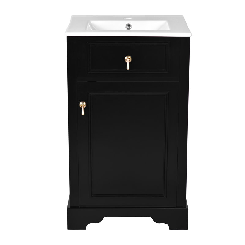 Meuble-lavabo 20 po avec comptoir en céramique, Noir