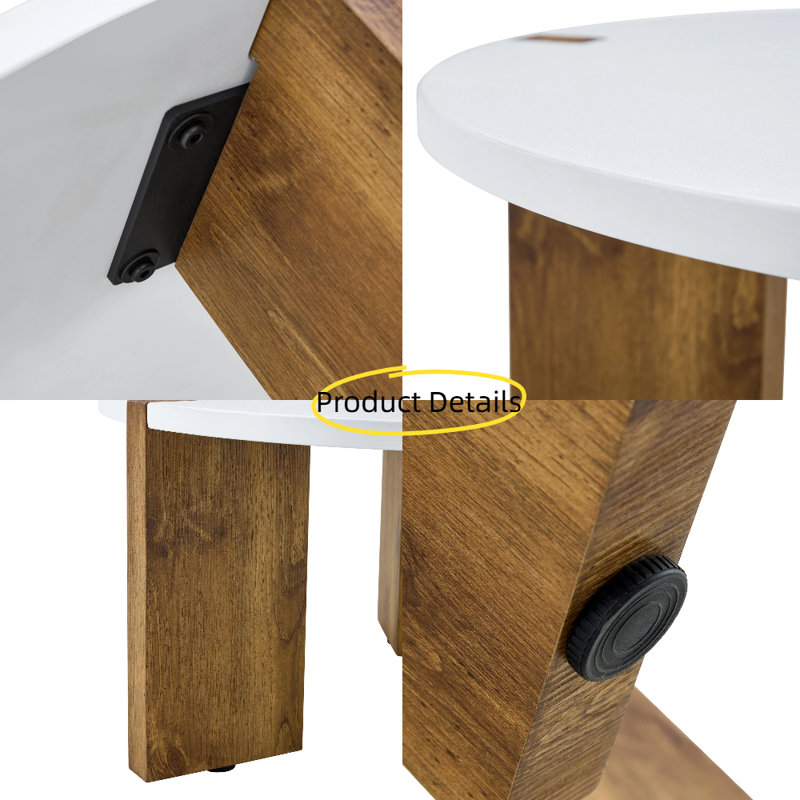 Table basse Minimalist - panneau de fibres à densité moyenne blanc de 33,4 po avec pieds en bois