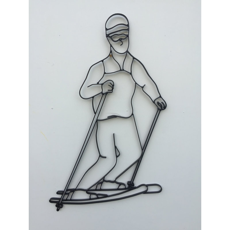 Décoration murale en métal snow skieur