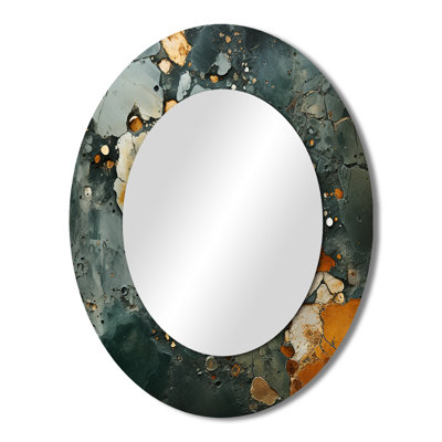 Golden And Green Terrazzo Marble Elegance IV - Green Modern Oval Wall Mirror