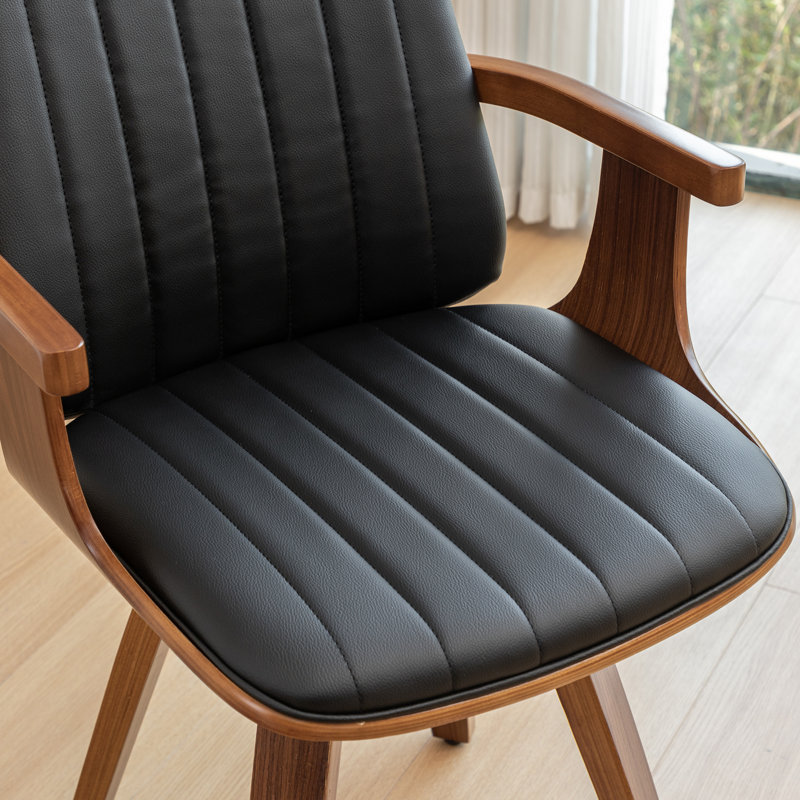 Chaises de salle à manger pivotantes modernes en cuir, Noir, noir, noir, noir
