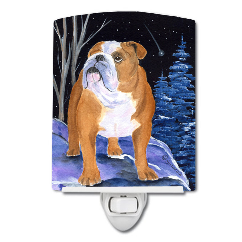Éclairage de nuit en céramique starry english bouledogue