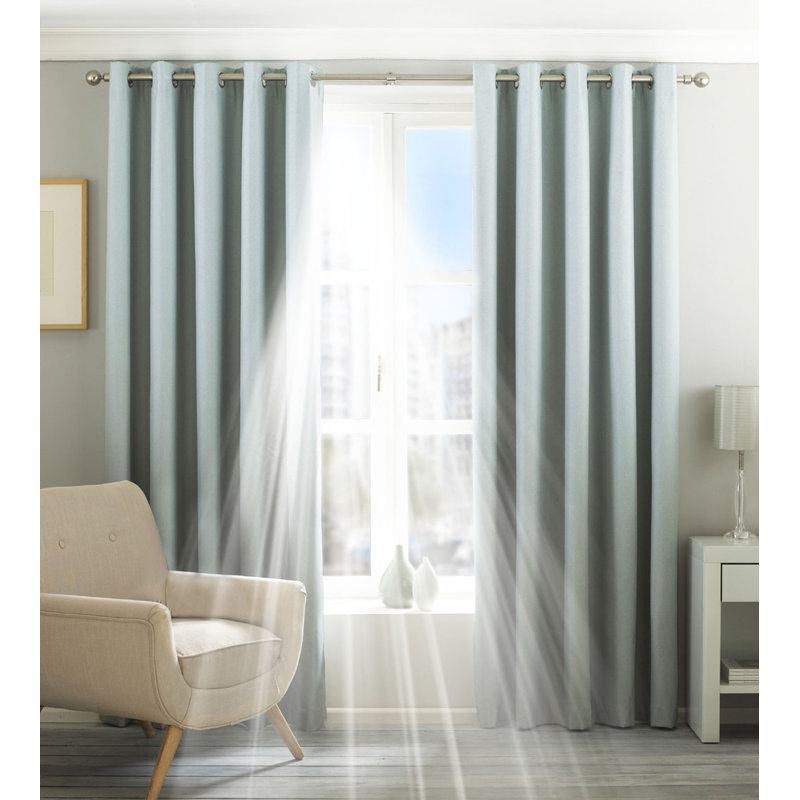Eyelet Blackout Thermal Curtain, Duck Egg Blue, Width 229 x Drop 229 cm