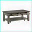 Table basse en bois deux tons avec rangement pour le salon - 2 tiroirs, tablette et amp; Roulettes faciles à déplacer - Café et amp; Finition gris antique-121049515