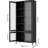 4 Glass Doors Metal Cabinet With 5 Shelves For Pantry, Living Room, Bedroom - Black Steel Storage Tempered Freestanding And In Home Office, Pantry