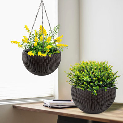 Self-watering 13.4 Inch Hanging Planter In Brown  2 , Large Capacity, Root-rot , Indoor And Balcony Decor Trait 2 With Capacity Resistance, For & Beauty