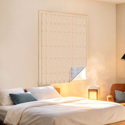 Rideau isolant et matelassé 1 panneau à surpiqûres verticales, rideau beige robuste, réducteur de bruit, blocage du froid et de la chaleur, écoénergétique, pour la chambre à coucher / salon