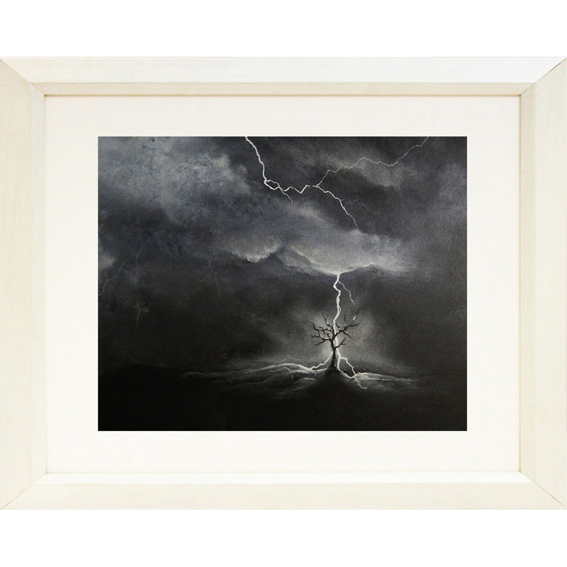 " Lightning " by Ed Capeau, 19" H x 23" W, White Framed Paper, White Mat