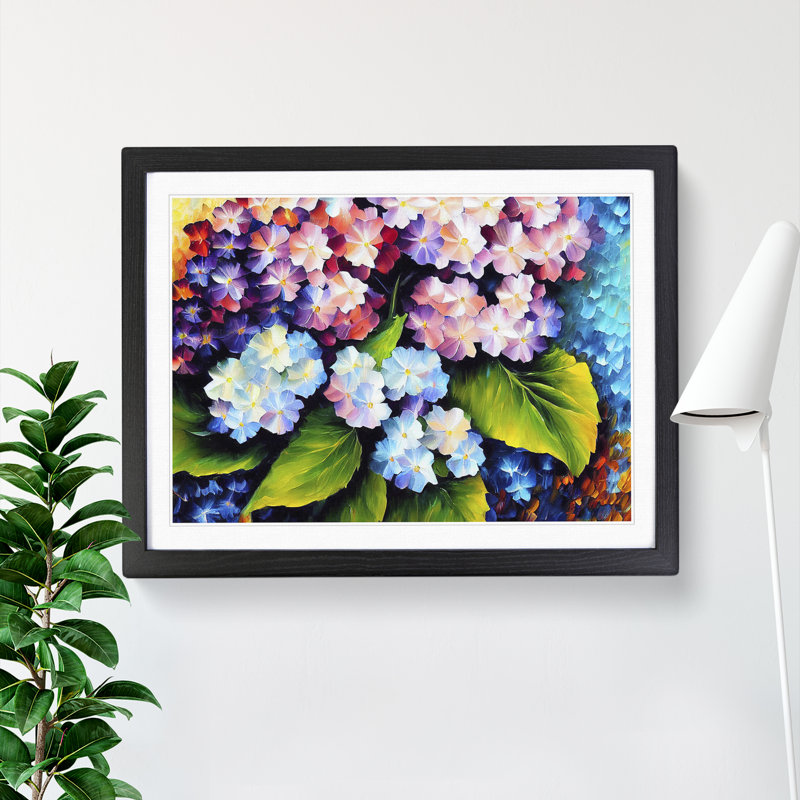 Hydrangea Flowers Vol.2 - Single Picture Frame Painting, Black, 34cm H x 46cm W x 2cm D