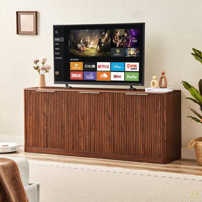 67-Inch Modern Wavy Sideboard, Curved Contour Design Storage Cabinet, 6-Door Cabinet With Storage Function, Suitable For Kitchen / Bedroom / Living Room, 67.0"L X 15.7"W X 27.7"H