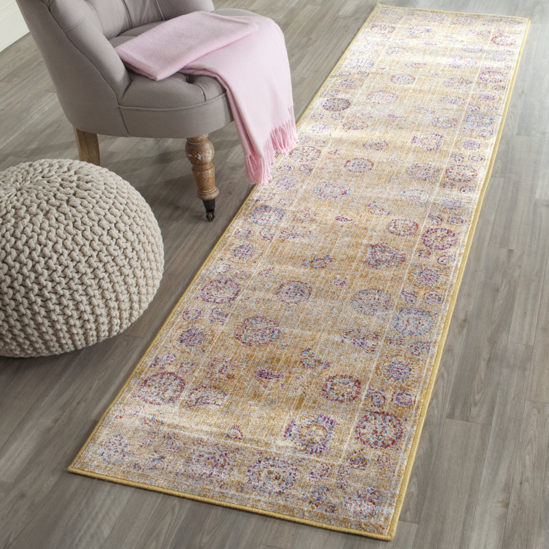 Marblehead Viscose Oriental Rug in Gold, Runner 2'2" x 8'