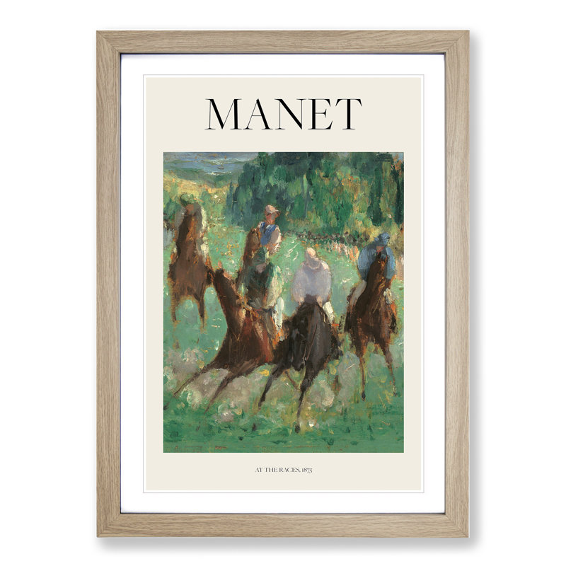 At the Races by Edouard Manet - Picture Frame Graphic Art, 48cm H x 36cm W x 2cm D, Oak Framed