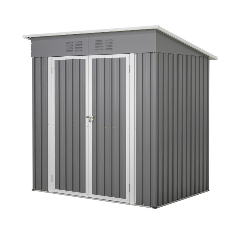 6 ft x 4 ft Gray Galvanized Steel Outdoor Storage Shed