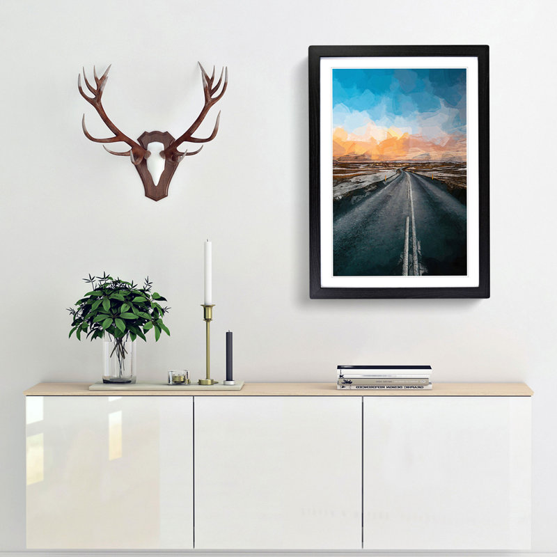 Road Through Iceland in Abstract - Picture Frame Graphic Art Print, Black, 76cm H x 50cm W x 2cm D