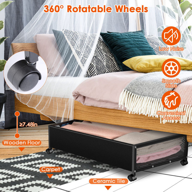 Nadelyn Underbed Storage Container with Wheels Dust Cover
