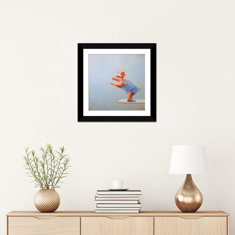 « the plongée », reproduction sur toile, Papier d'art encadré noir, H 3 po x l 16 po x P 16 po, Blanc