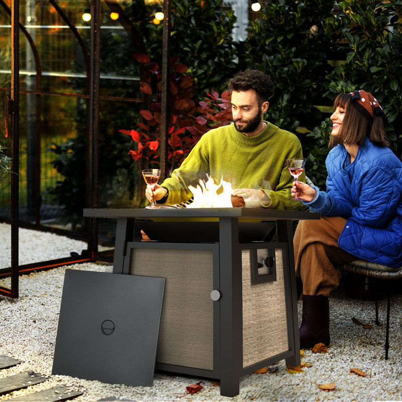 Square Propane Smokeless Fire Pit Table with Hidden Fuel Tank