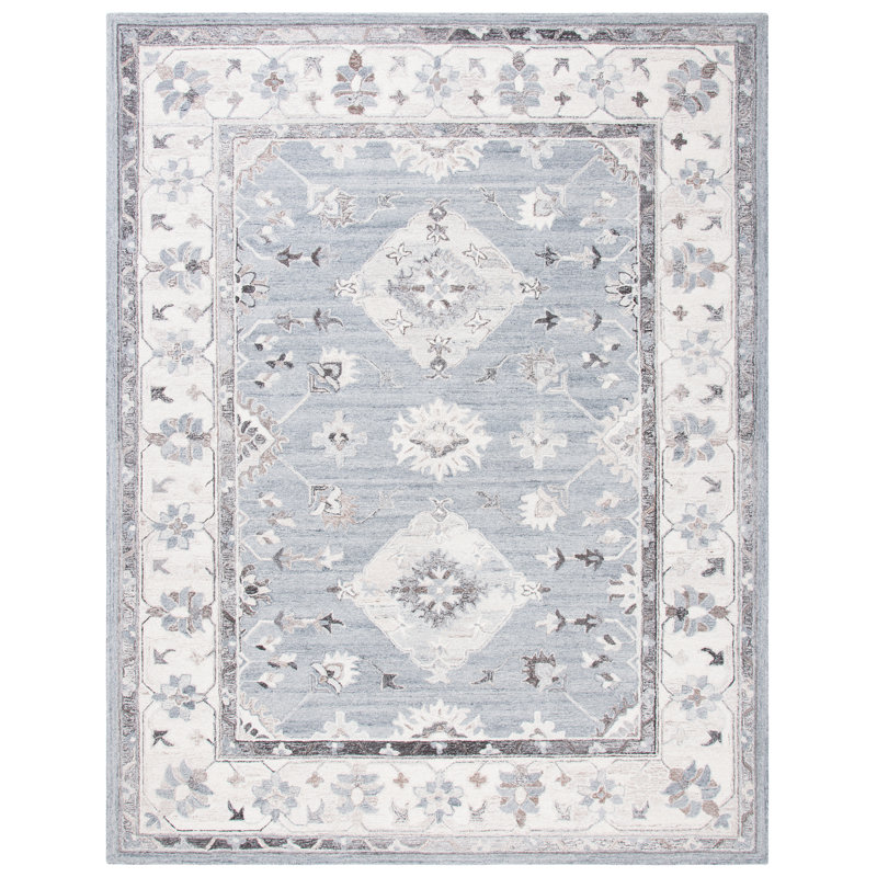 Routh Hand Tufted Wool And Cotton With Latex Oriental Rug, Rectangle 9' x 12'