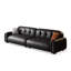 Causeuse-coussin modulable noire en cuir véritable