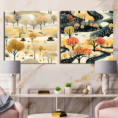 Beige et crème Safari Adventure Tree Landscape