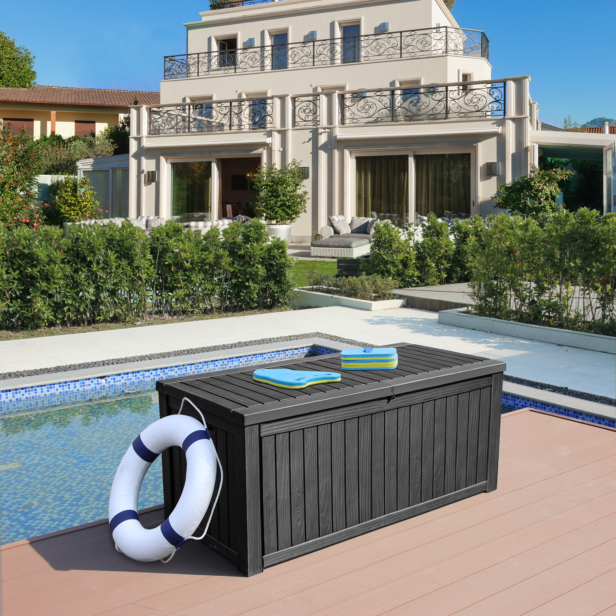 Rubbermaid Outdoor Deck Box, Extra Large, Weather Resistant, Gray for Lawn,  Garden, Pool, Tool Storage, Home Organization