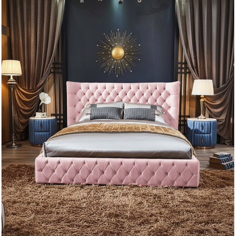Buckingham Upholstered Ottoman Storage Bed, Super King (6'), Pink