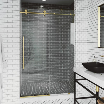 Porte de douche coulissante sans cadre avec verre transparent 3/8 po de l 64 à 68 po x H 76 po Elan E-Class