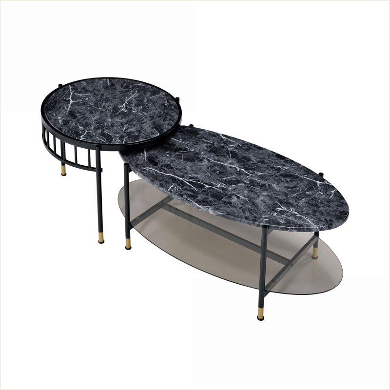 Table basse gigognes 2 pièces avec plateau inférieur Conception peu encombrante