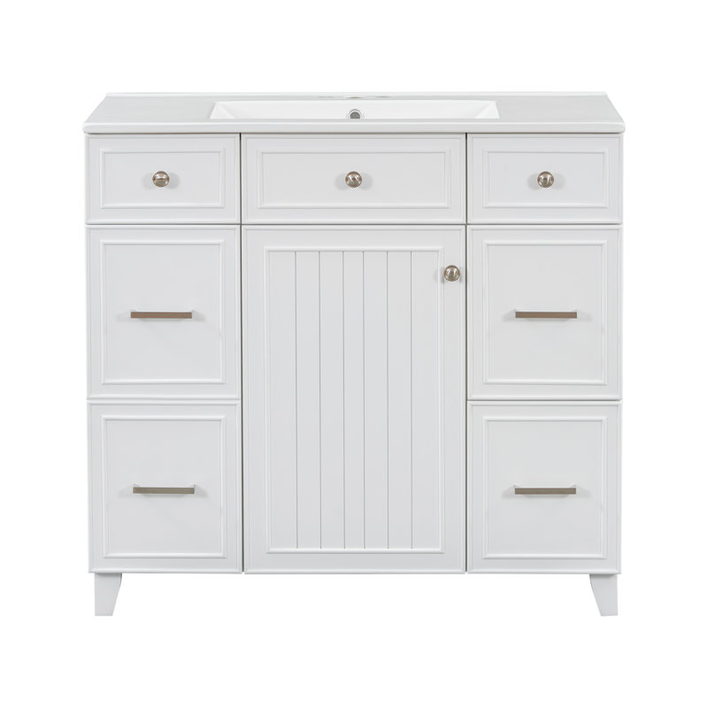 Meuble-lavabo 36 po avec lavabo en céramique, Blanc