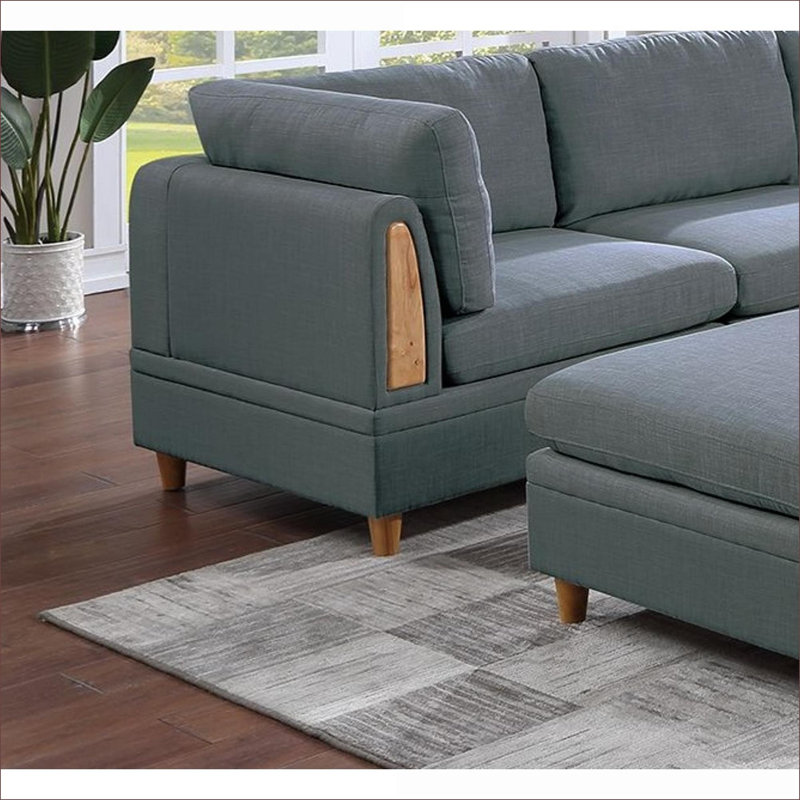 Fauteuil de coin en tissu pour adultes Dorris, Gris foncé