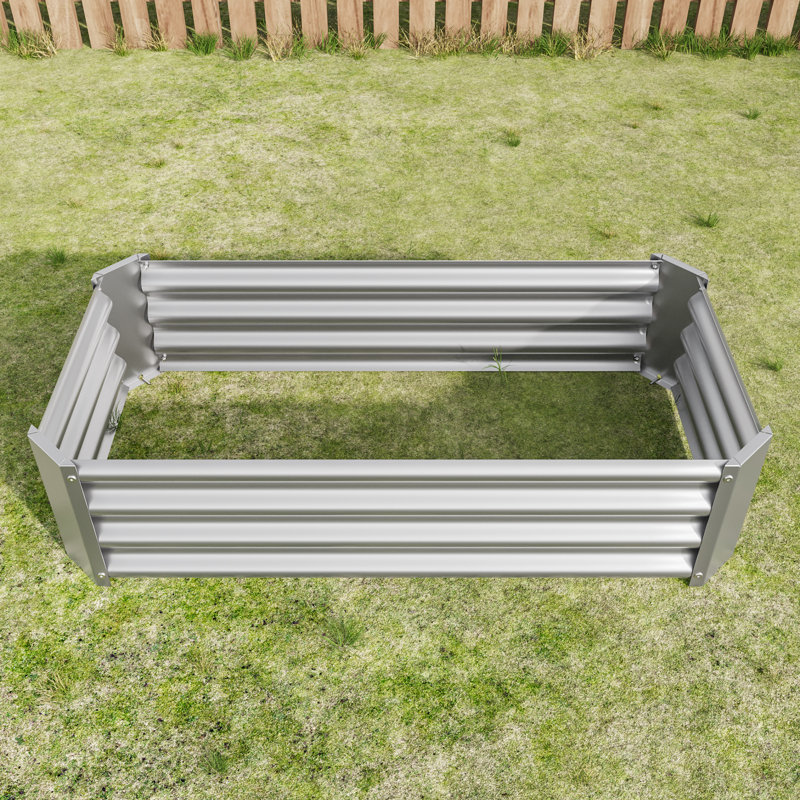 Lit de jardin surélevé rectangulaire en métal argenté pour légumes et fleurs, boîte à fleurs d'extérieur 4 x 2 x 1 pi | Idée de cadeau