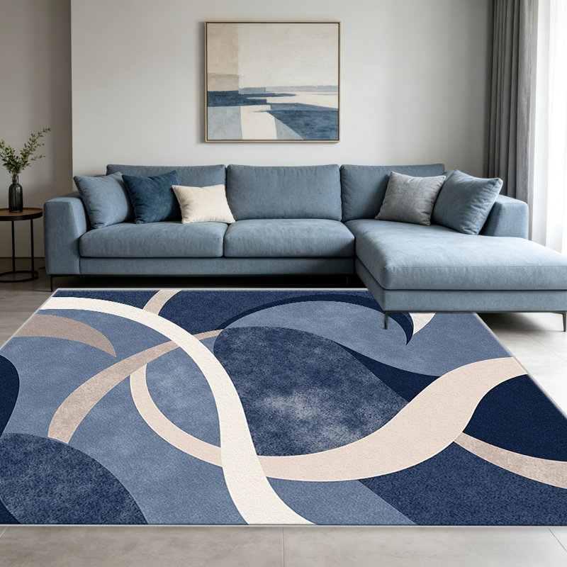 Blue Abstract Swirl carpet-easy to clean, machine-washable, soft and comfortable; suitable for door mats, kitchens, living rooms, bedrooms, corridors, and laundry areas. Easy to clean, durable carpet for home decoration.