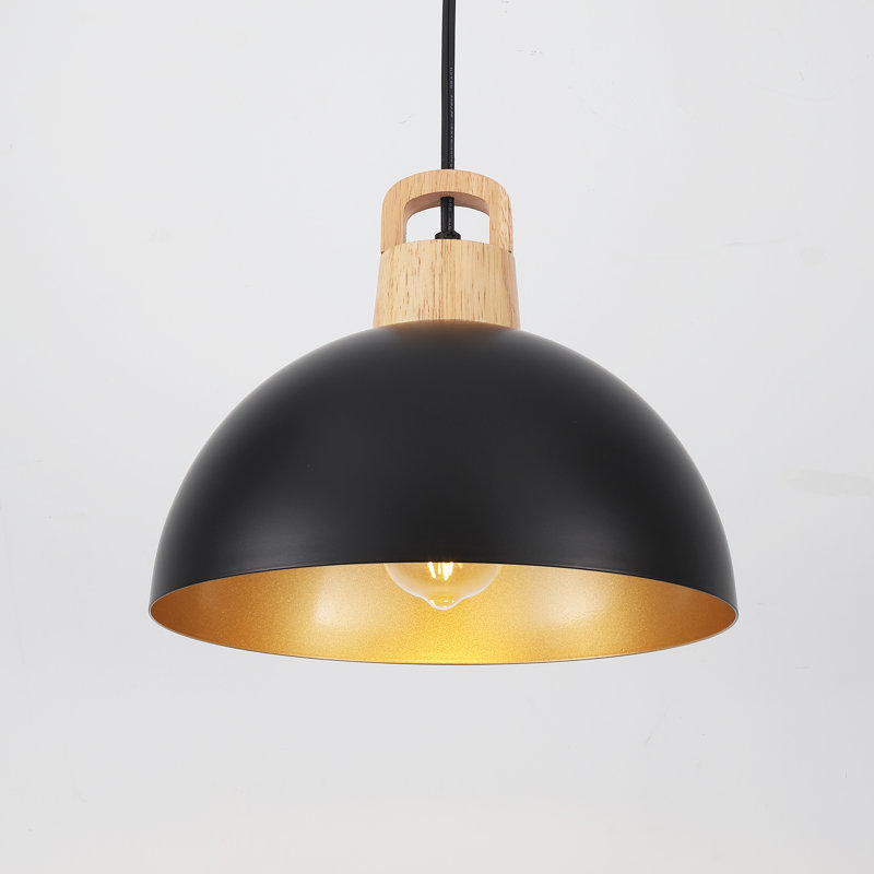 Karinne 1 - Light 11.81" Modern Single Metal Dome Pendant with Plug-In Switch for Kitchen Island Dining Room Entryway