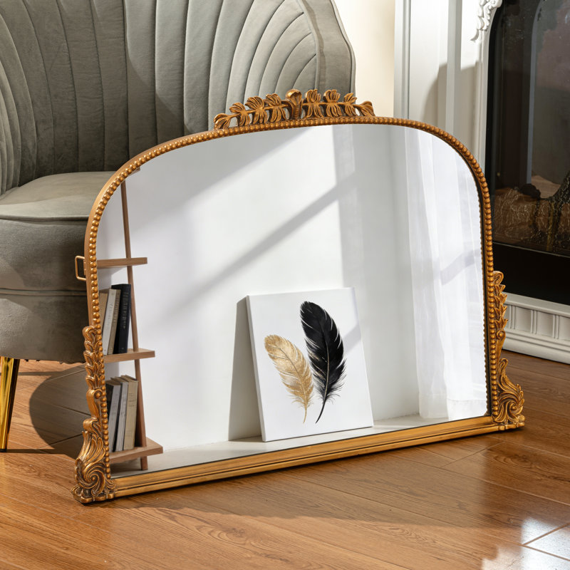 Arch Wall Mirror Antique Gold Accent Mirrors 90x65cm, Antique Gold
