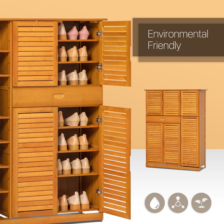 Entryway 28 Bamboo [OPEN SHELVING] 3 Tiers Shoe Cabinet High Heels Storage  Rack